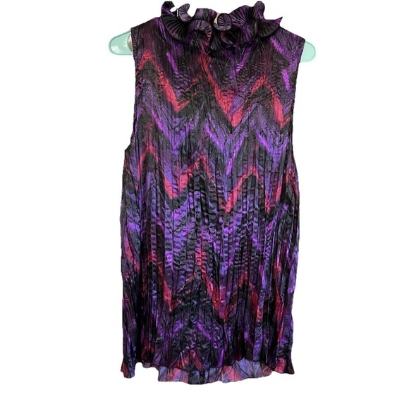 Cato Women’s 18/20W Button Down Ruffle Front Royal Purple Sleeveless Blouse - Picture 3 of 11